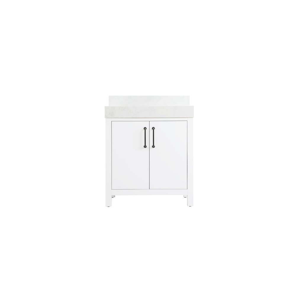 30 inch Single Bathroom Vanity In White with backsplash