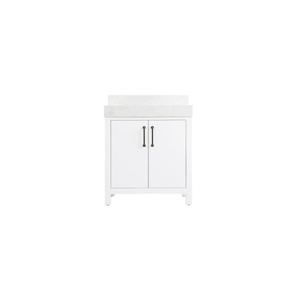 30 inch Single Bathroom Vanity In White with backsplash