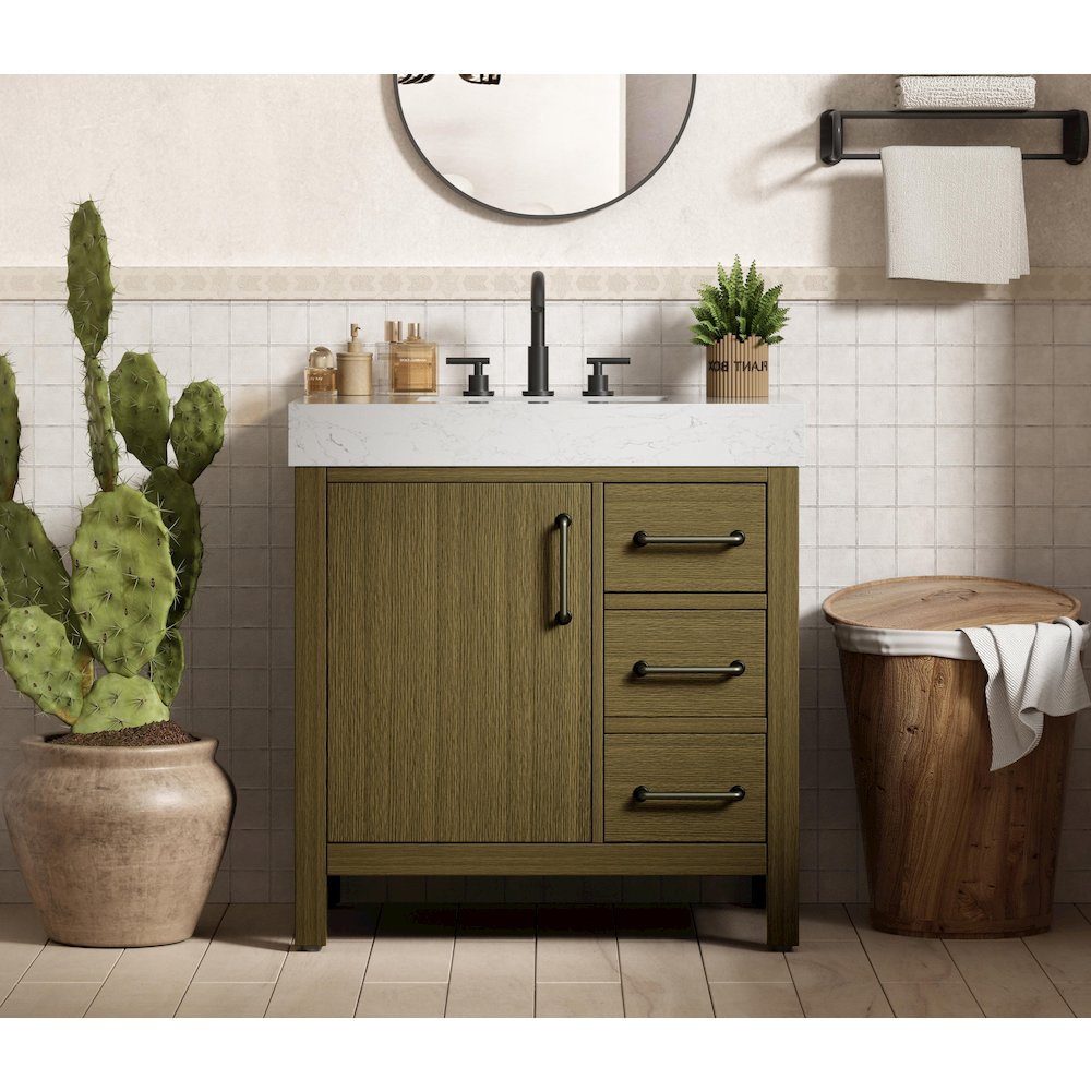32 inch Single Bathroom Vanity In Chestnut Brown