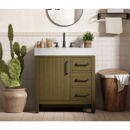 32 inch Single Bathroom Vanity In Chestnut Brown