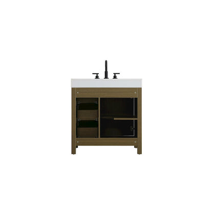 32 inch Single Bathroom Vanity In Chestnut Brown
