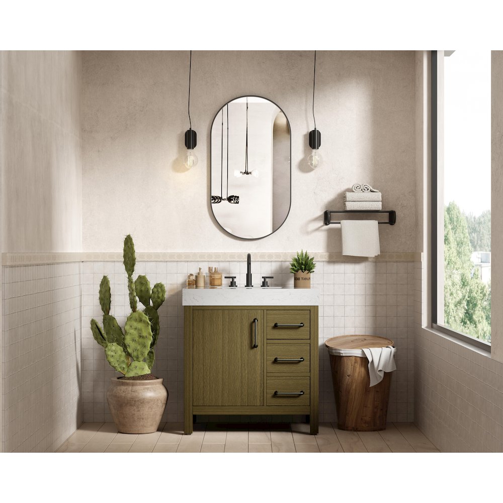 32 inch Single Bathroom Vanity In Chestnut Brown