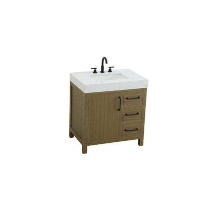 32 inch Single Bathroom Vanity In Chestnut Brown