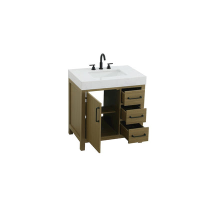 32 inch Single Bathroom Vanity In Chestnut Brown