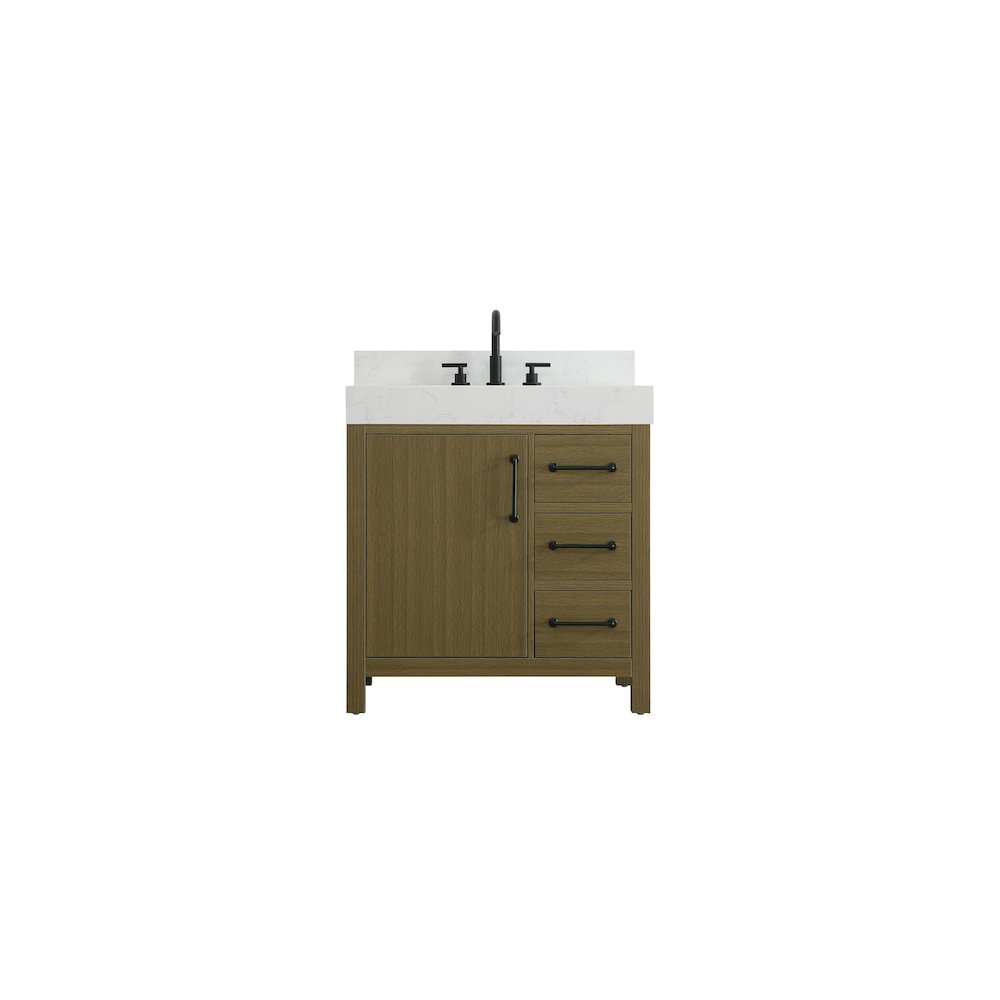 32 inch Single Bathroom Vanity In Chestnut Brown with backsplash