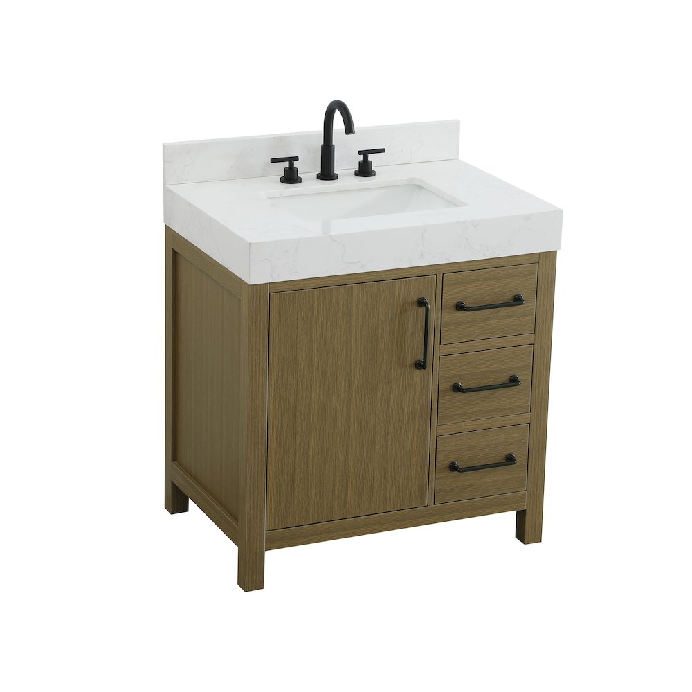 32 inch Single Bathroom Vanity In Chestnut Brown with backsplash