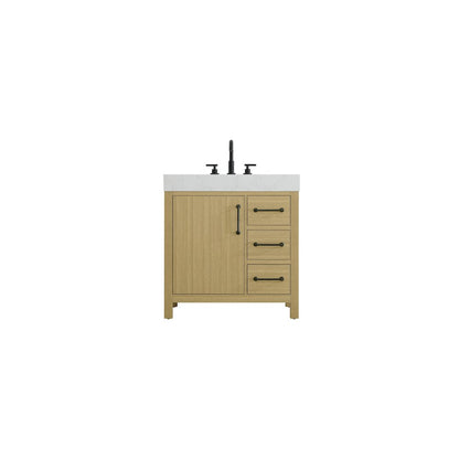 32 inch Single Bathroom Vanity In Honey Brown