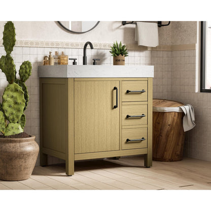 32 inch Single Bathroom Vanity In Honey Brown