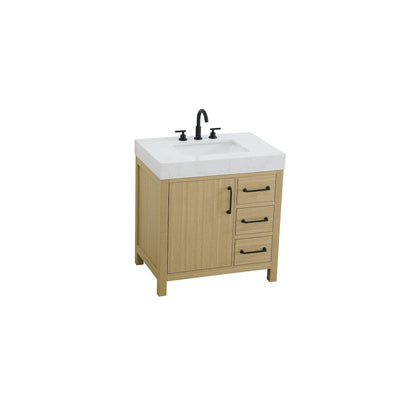 32 inch Single Bathroom Vanity In Honey Brown