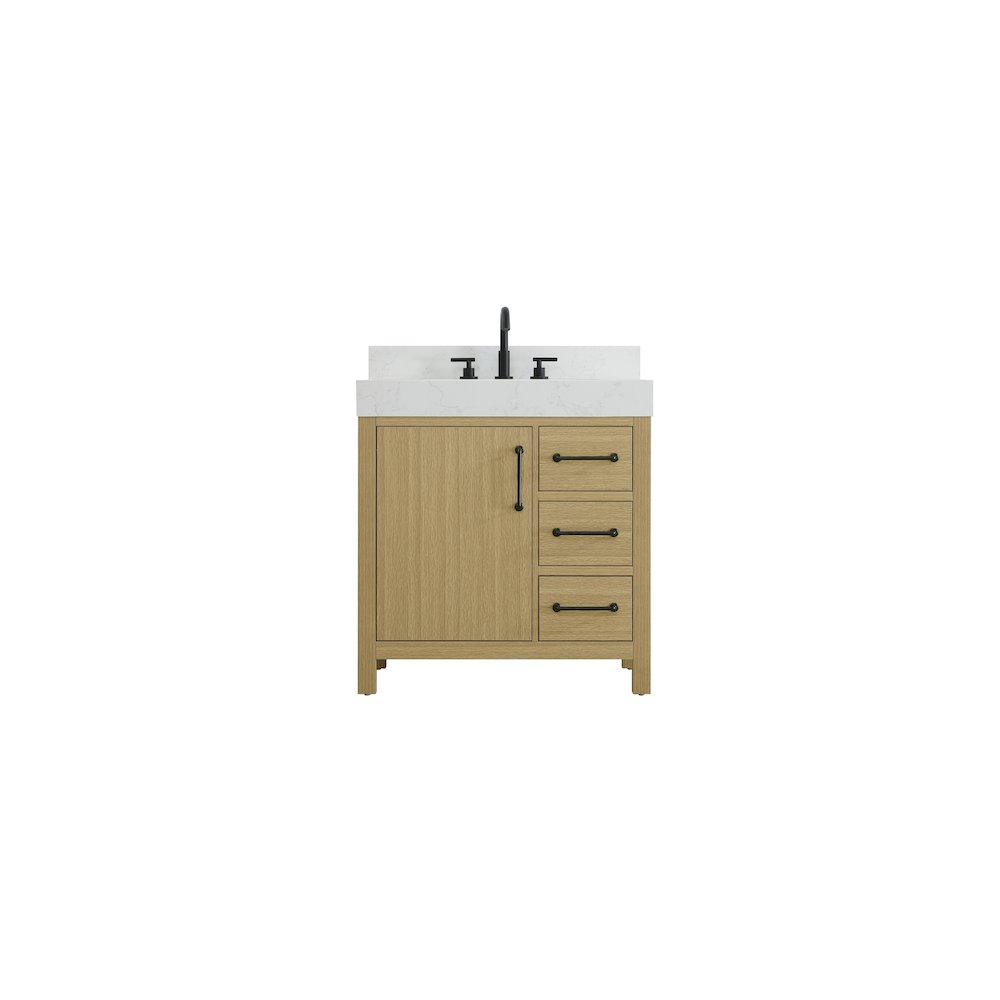 32 inch Single Bathroom Vanity In Honey Brown with backsplash