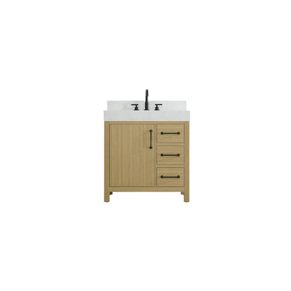 32 inch Single Bathroom Vanity In Honey Brown with backsplash