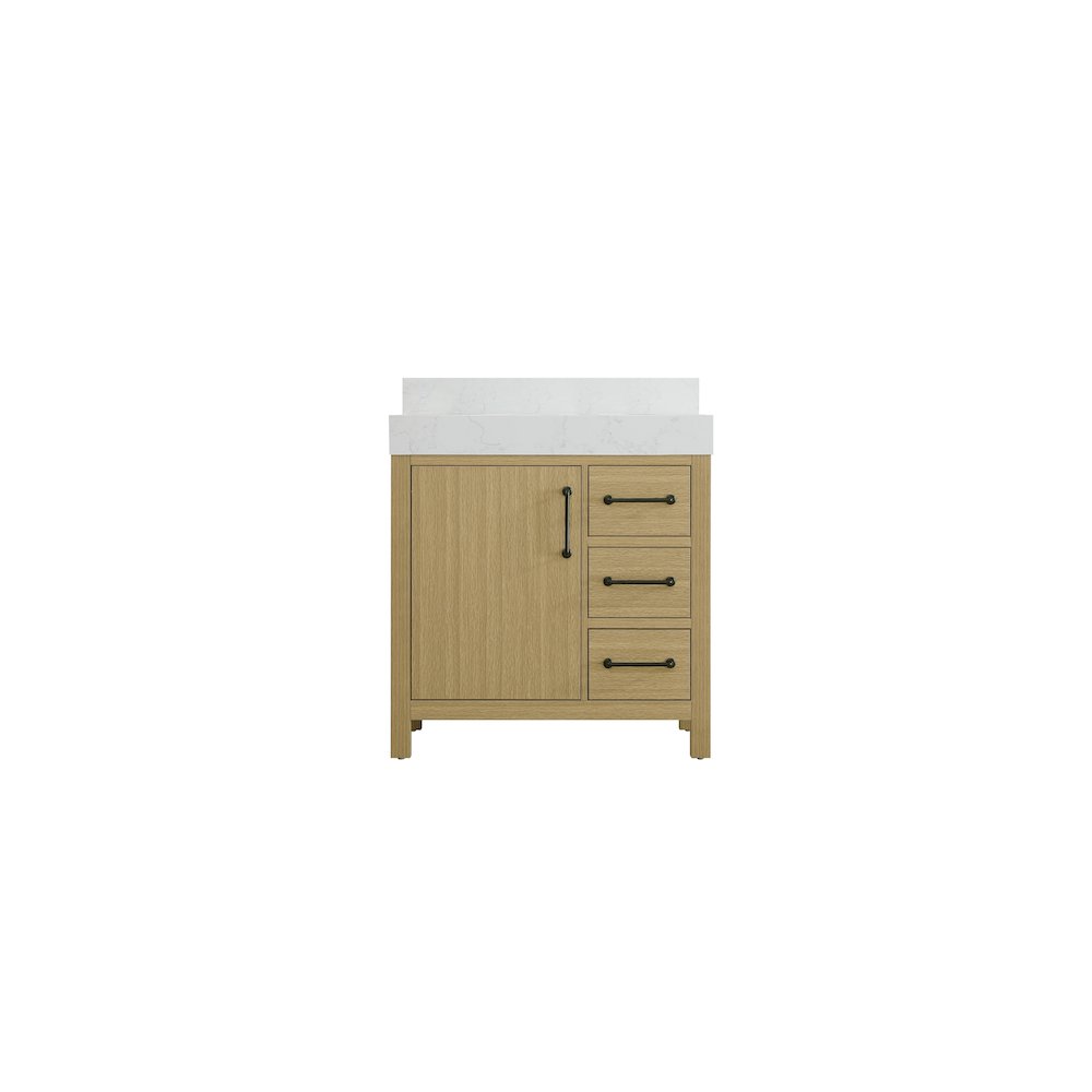 32 inch Single Bathroom Vanity In Honey Brown with backsplash