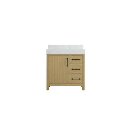32 inch Single Bathroom Vanity In Honey Brown with backsplash