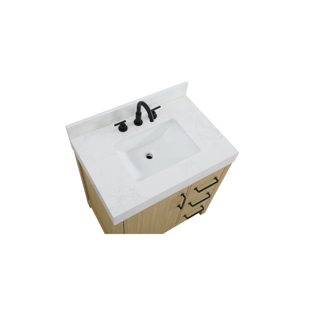 32 inch Single Bathroom Vanity In Honey Brown with backsplash