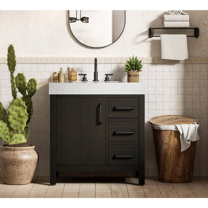 32 inch Single Bathroom Vanity In Mocha Brown
