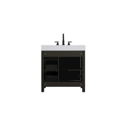 32 inch Single Bathroom Vanity In Mocha Brown