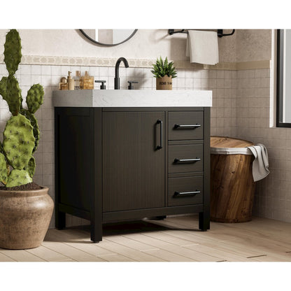 32 inch Single Bathroom Vanity In Mocha Brown