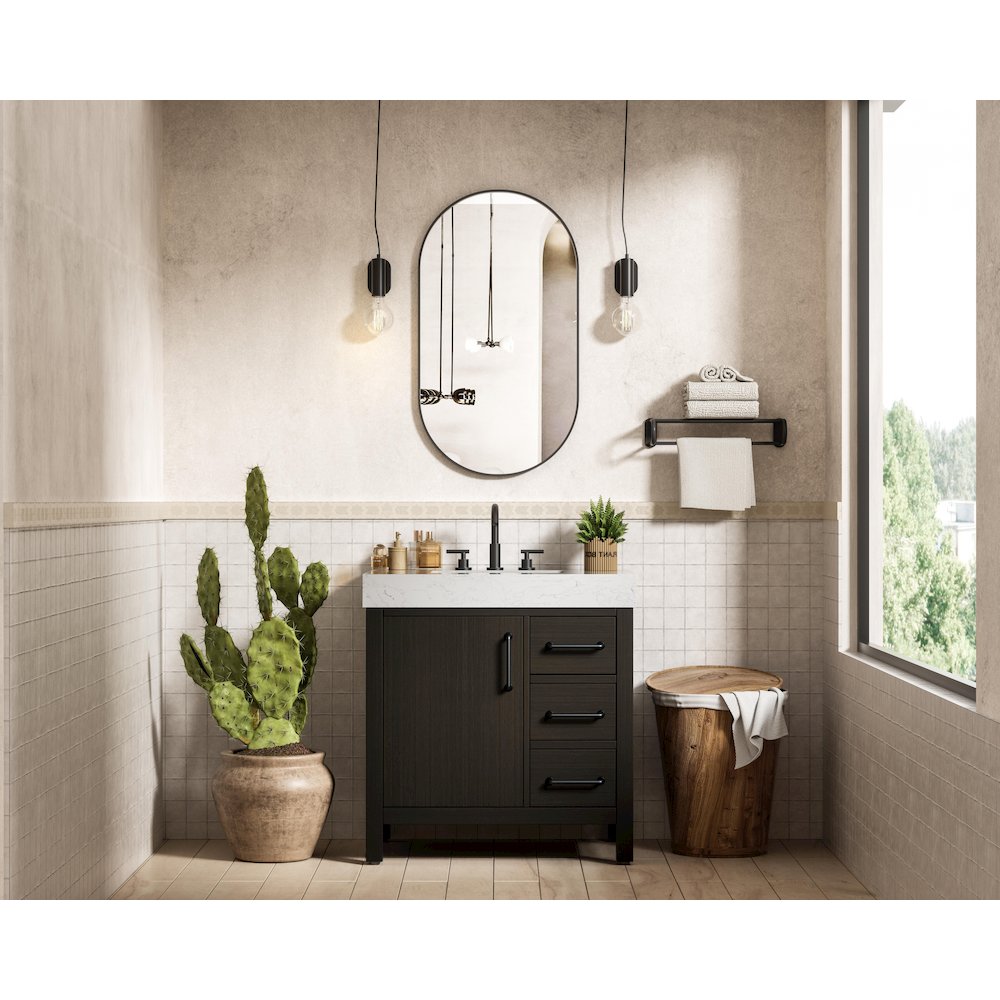 32 inch Single Bathroom Vanity In Mocha Brown