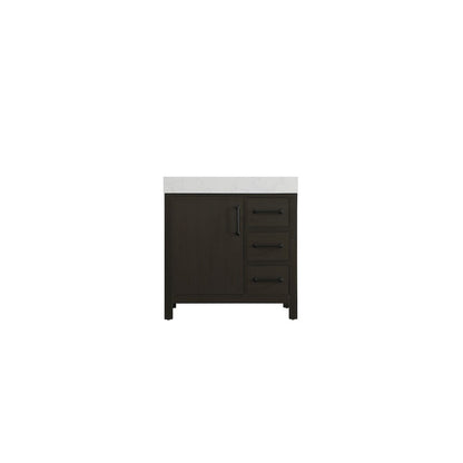 32 inch Single Bathroom Vanity In Mocha Brown