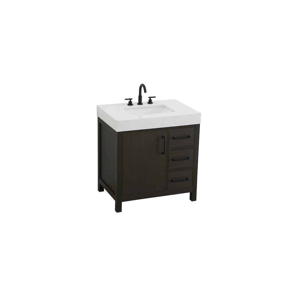 32 inch Single Bathroom Vanity In Mocha Brown
