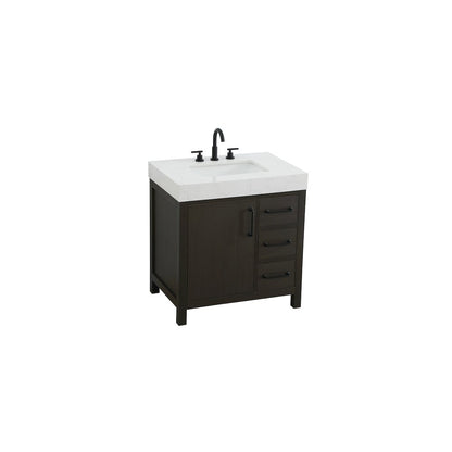 32 inch Single Bathroom Vanity In Mocha Brown
