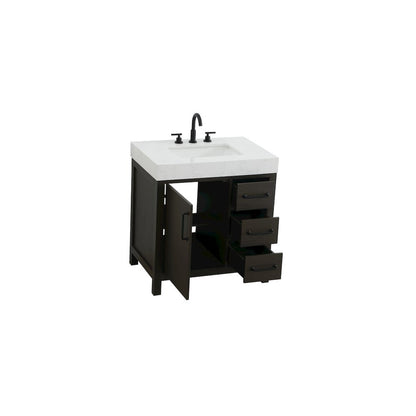 32 inch Single Bathroom Vanity In Mocha Brown