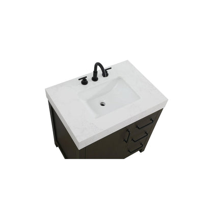32 inch Single Bathroom Vanity In Mocha Brown
