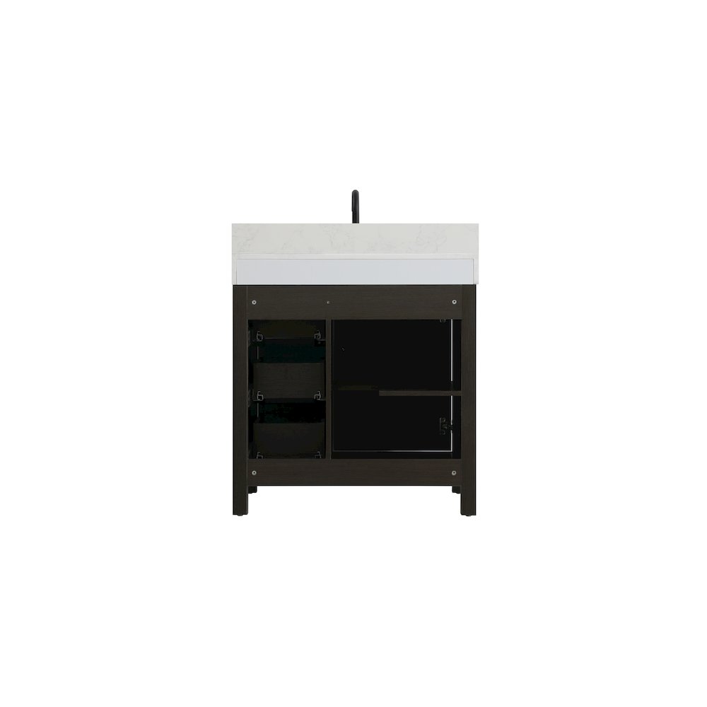 32 inch Single Bathroom Vanity In Mocha Brown with backsplash