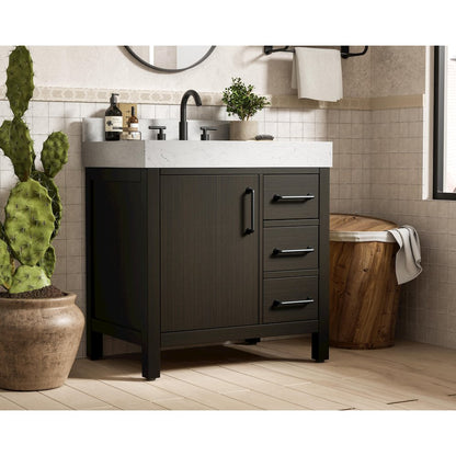 32 inch Single Bathroom Vanity In Mocha Brown with backsplash