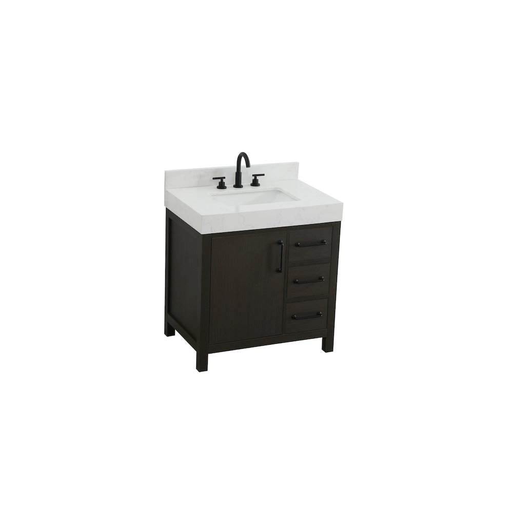 32 inch Single Bathroom Vanity In Mocha Brown with backsplash