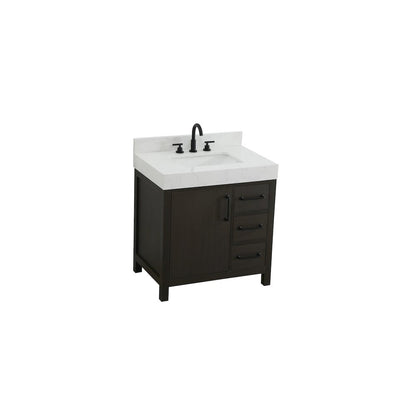 32 inch Single Bathroom Vanity In Mocha Brown with backsplash