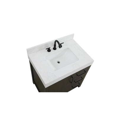32 inch Single Bathroom Vanity In Mocha Brown with backsplash