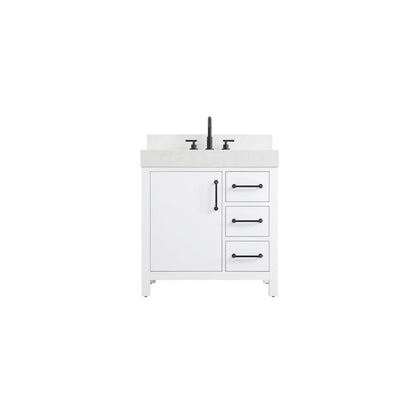 32 inch Single Bathroom Vanity In White with backsplash
