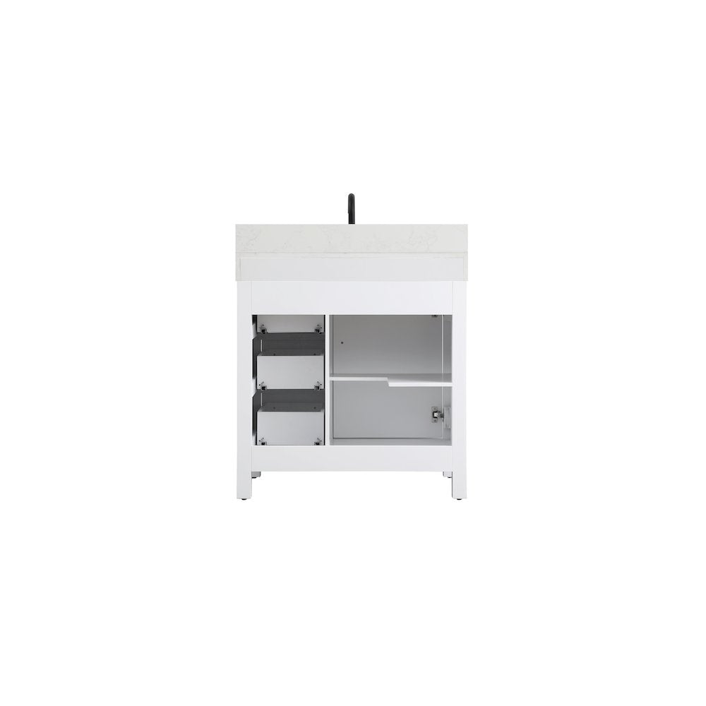 32 inch Single Bathroom Vanity In White with backsplash