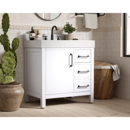 32 inch Single Bathroom Vanity In White with backsplash