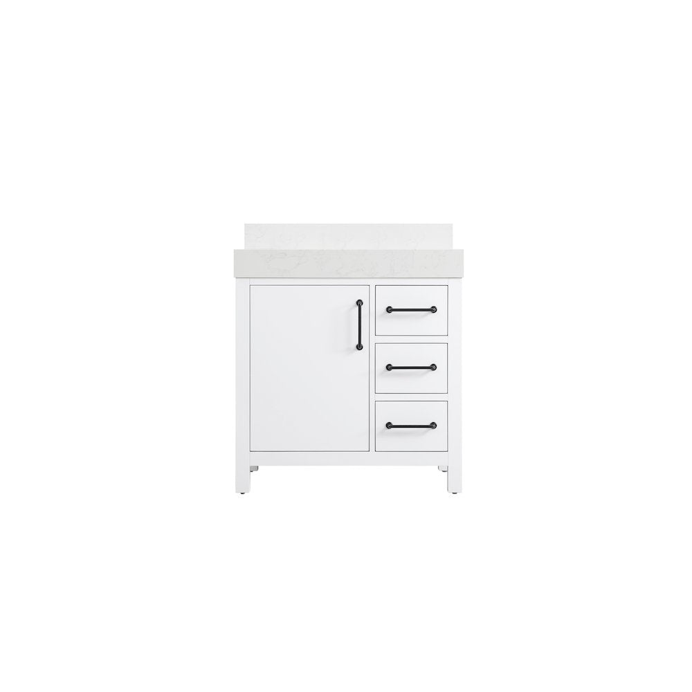 32 inch Single Bathroom Vanity In White with backsplash