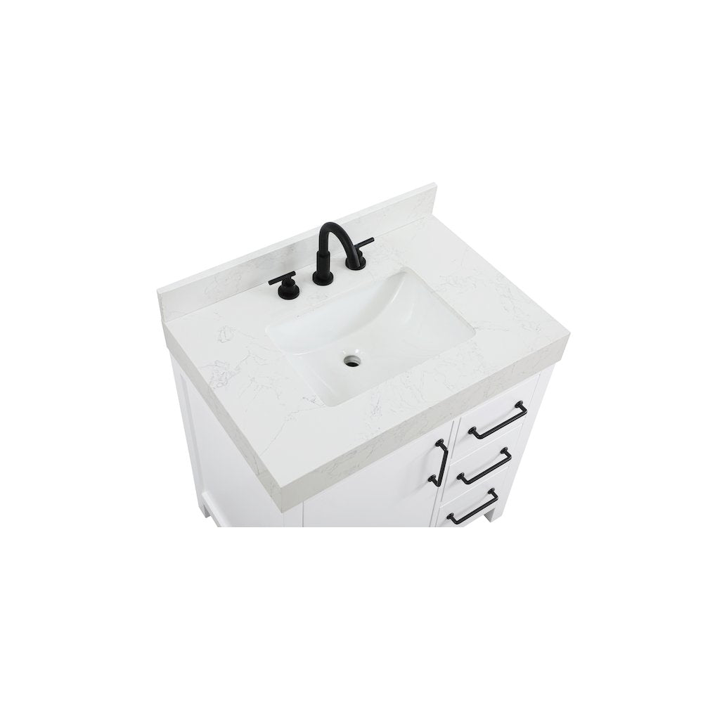 32 inch Single Bathroom Vanity In White with backsplash