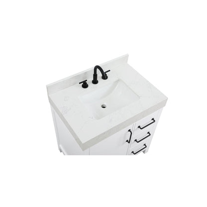 32 inch Single Bathroom Vanity In White with backsplash