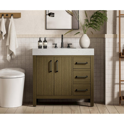 36 inch Single Bathroom Vanity In Chestnut Brown