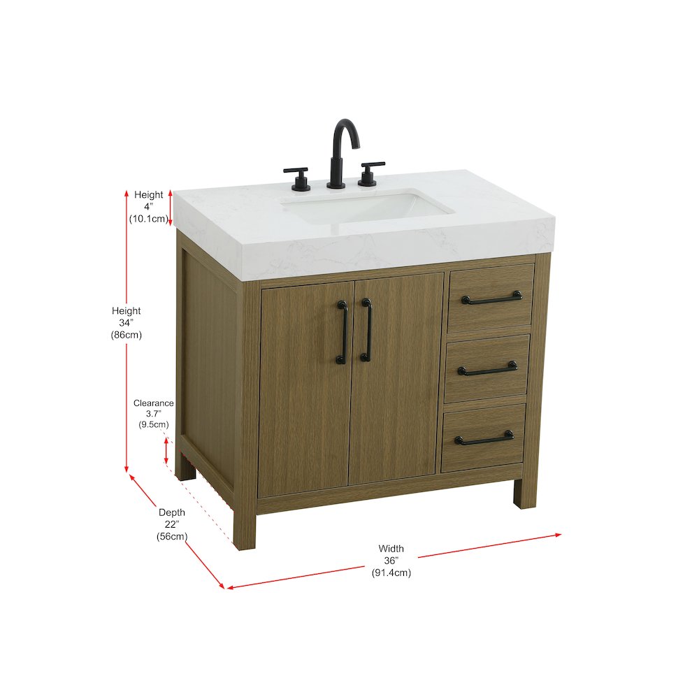 36 inch Single Bathroom Vanity In Chestnut Brown
