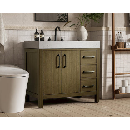 36 inch Single Bathroom Vanity In Chestnut Brown
