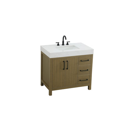 36 inch Single Bathroom Vanity In Chestnut Brown