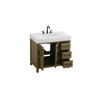 36 inch Single Bathroom Vanity In Chestnut Brown