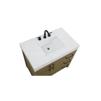 36 inch Single Bathroom Vanity In Chestnut Brown