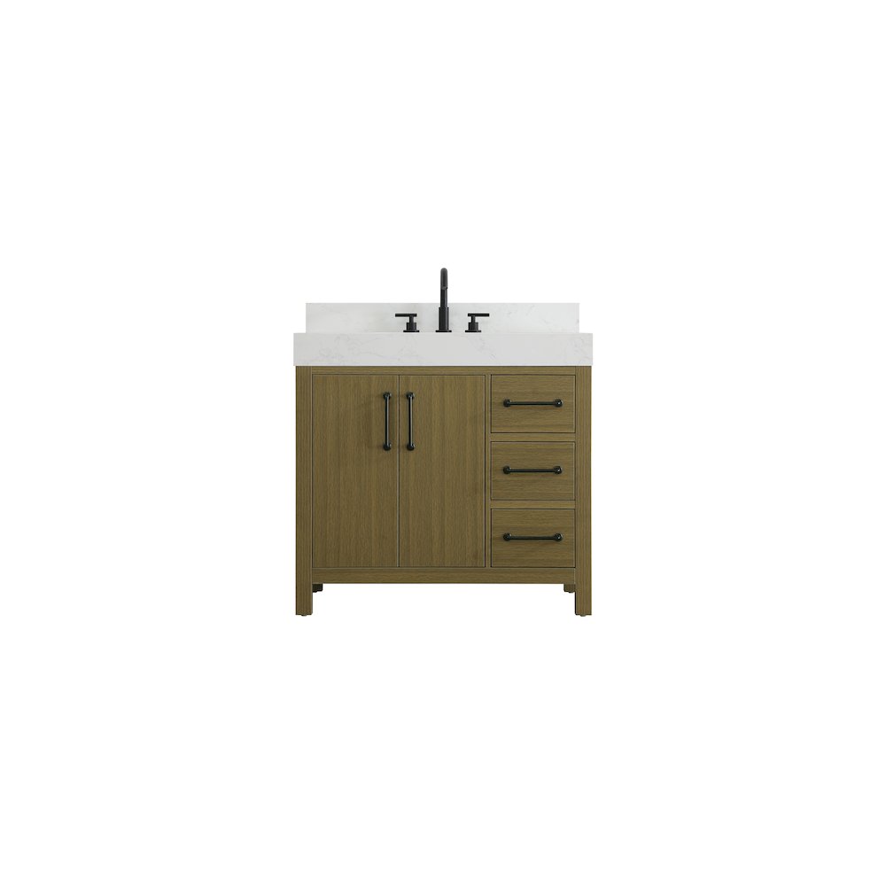 36 inch Single Bathroom Vanity In Chestnut Brown with backsplash