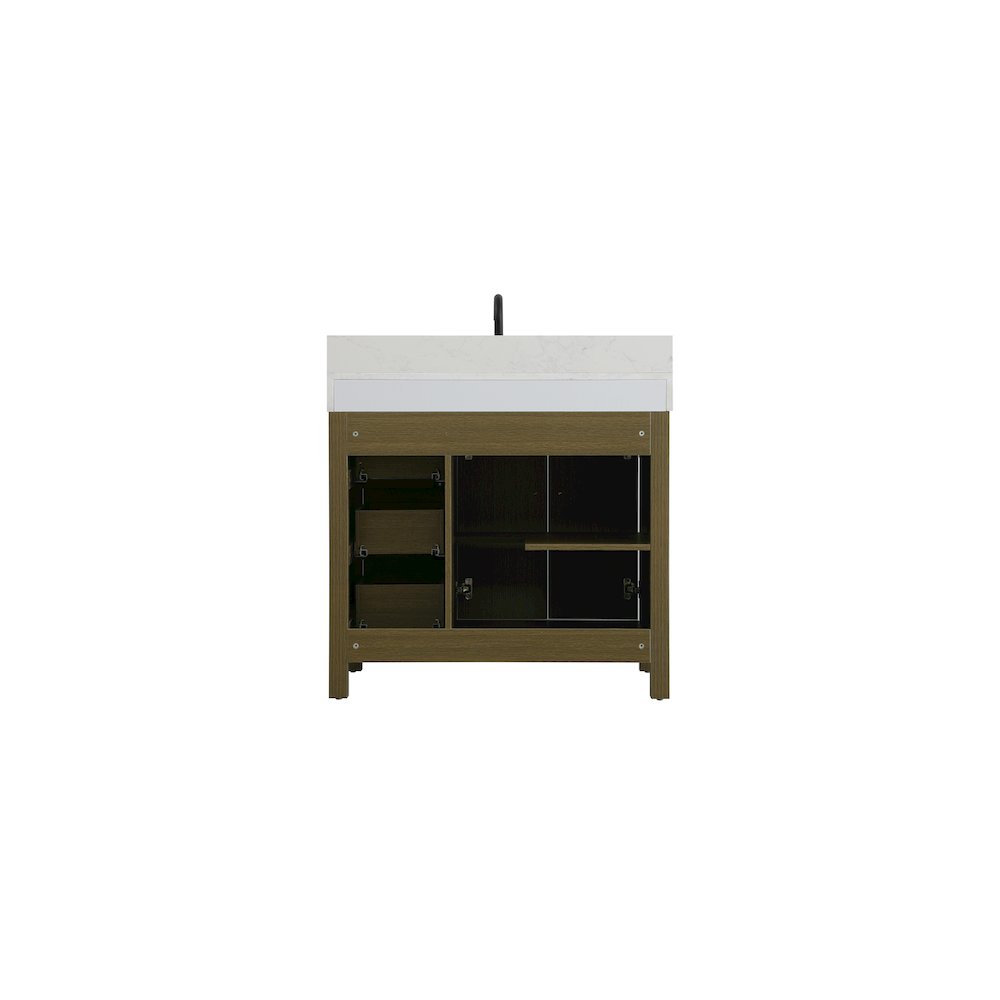 36 inch Single Bathroom Vanity In Chestnut Brown with backsplash