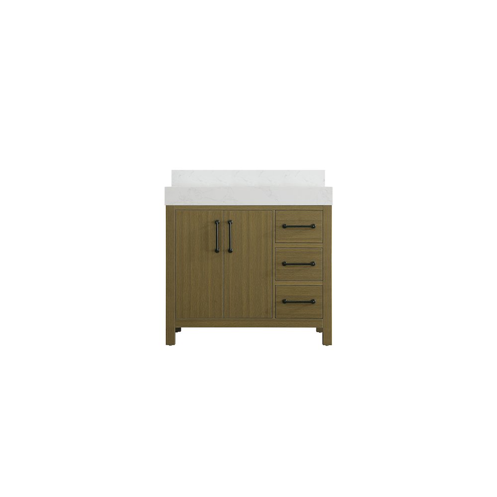 36 inch Single Bathroom Vanity In Chestnut Brown with backsplash