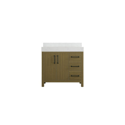 36 inch Single Bathroom Vanity In Chestnut Brown with backsplash