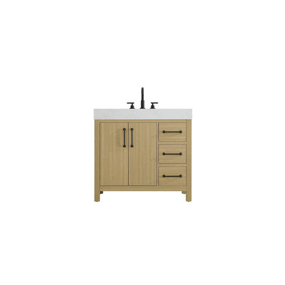 36 inch Single Bathroom Vanity In Honey Brown