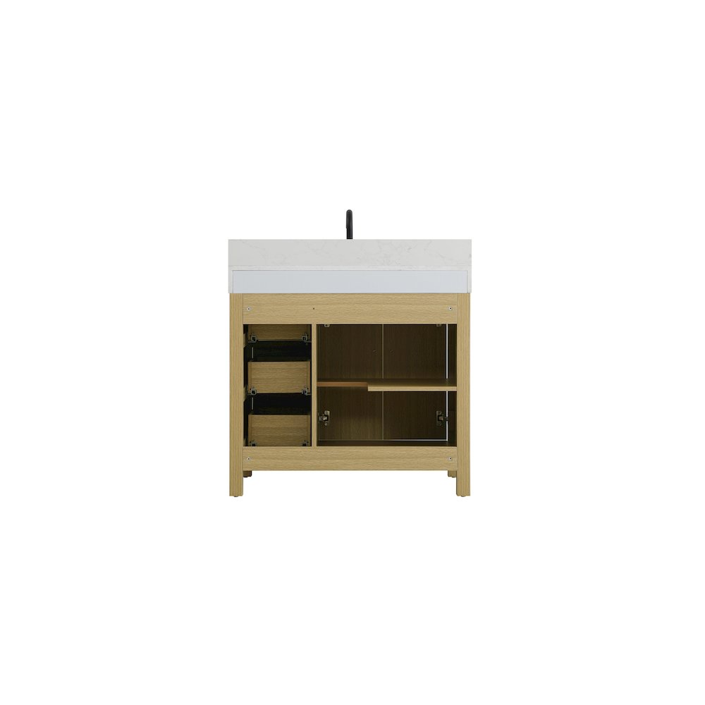 36 inch Single Bathroom Vanity In Honey Brown with backsplash